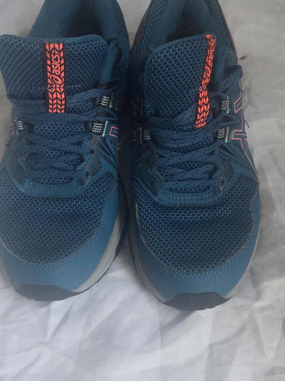 Asics Kids Teal Blue Mesh Sneakers with Coral Accents